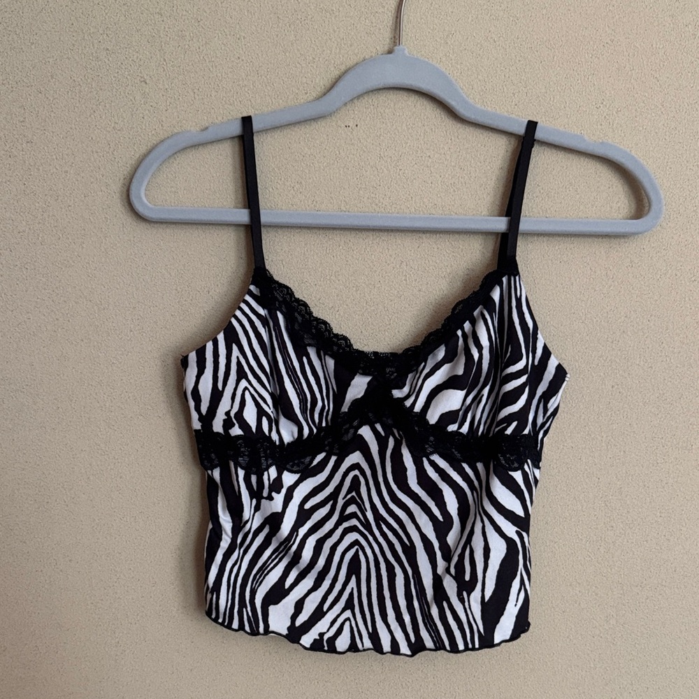 SHEIN Black and White Zebra Lace Cami Top
